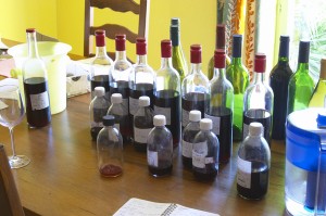 Blending wines in the winery