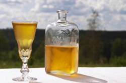 a glass of aquavit