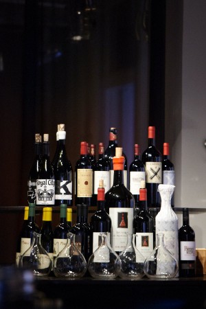 Wine bottles in the restaurant