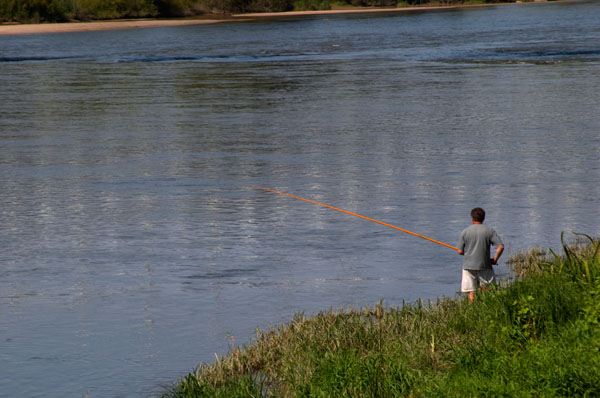 Man fishing in the Loire river