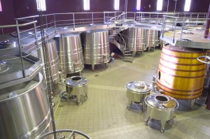 Stainless steel tanks in the winery