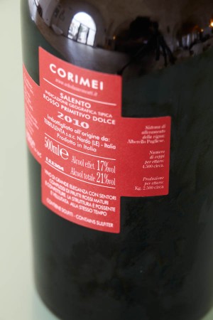 The back label with real and potential alcohol