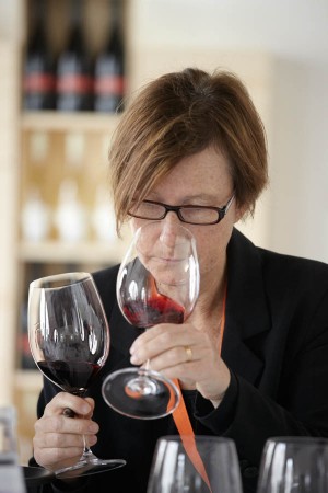 A wine judge in action