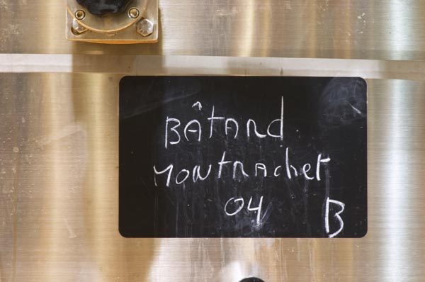 Batard-Montrachet in a stainless steel tank
