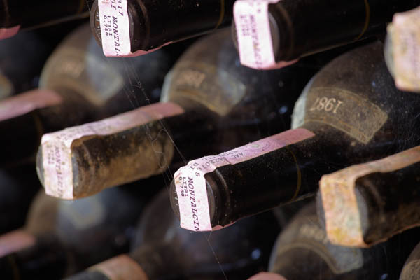 Old bottles of Brunello di Montalcino