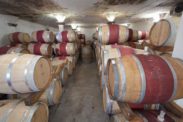 The barrel cellar at Rickety Bridge winery