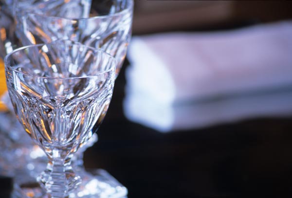 Baccarat glasses in a restaurant