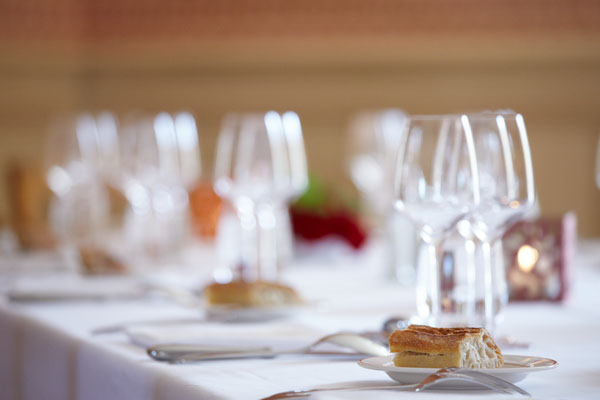 The table set for lunch at the chateau