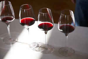 glasses with red wine