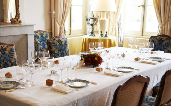 The table set for lunch at the chateau