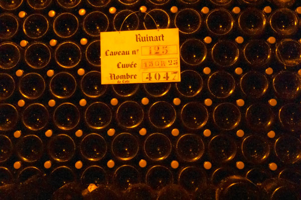 Many bottles in a champagne cellar