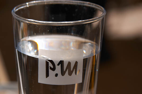 Glass of water at the PM och Vanner restaurant in Vaxjo