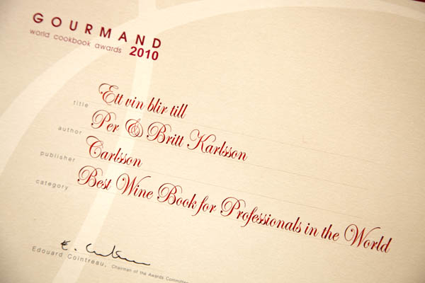 Detail of Best Wine Book in the World for Professionals from Gourmand World Cookbok Awards