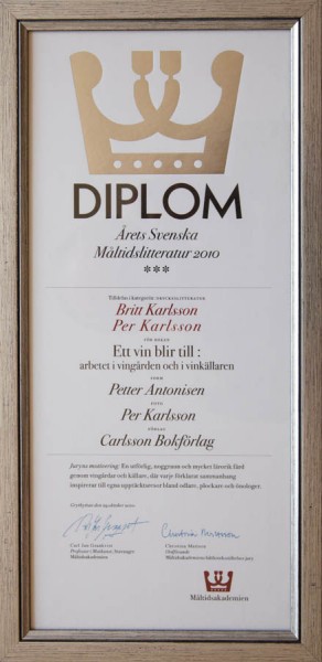 Maltidsakademien's prize for best wine (beverage) book in Sweden