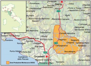 Map over Montecucco in Tuscany
