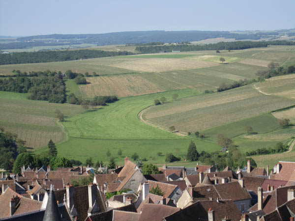 Vineyards and the rooftops of the Sancerre village