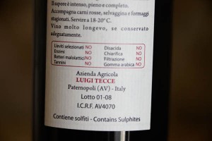 detailed info on wine label