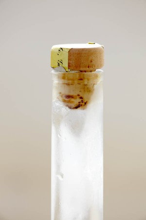 Cork in an ice cold bottle of grappa