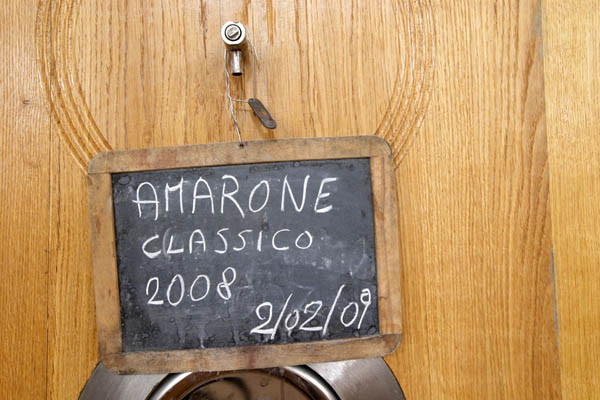 Amarone Classico aging in oak cask