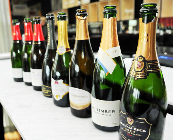 Tasting a series of sparkling wines