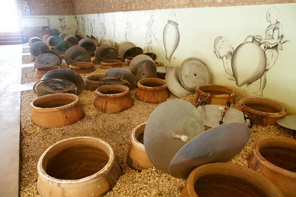 Clay amphorae in the wine cellar