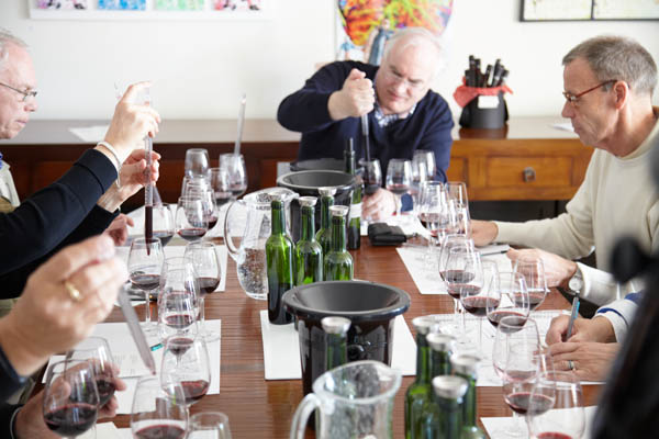 Wine blending workshop in action