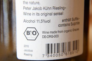 organic wine label