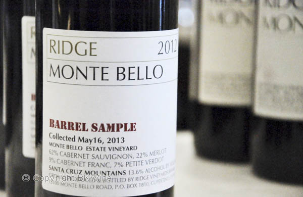 Ridge Monte Bello 2012 Barrel sample