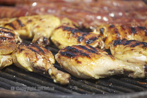 Chicken and sausage on the grill, Argentine asado