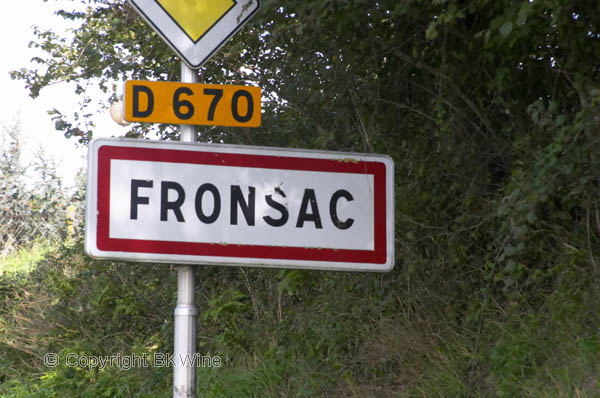 Road sign Fronsac. Bordeaux