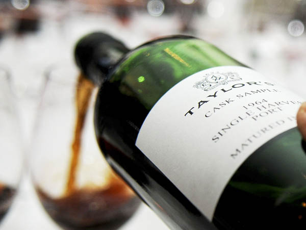 Pouring Taylor's 1964 single harvest tawny port