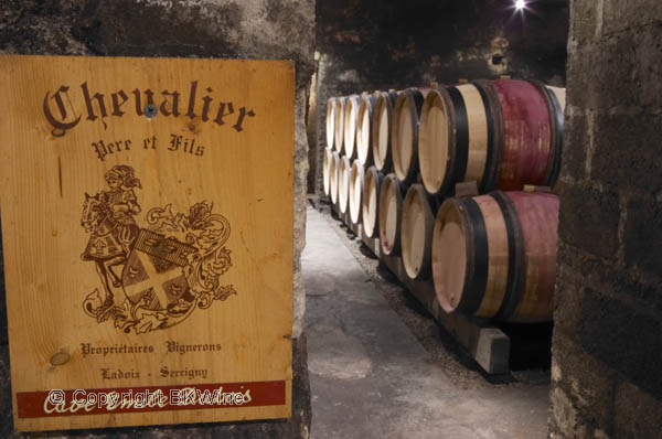 Barrel ageing cellar, Domaine Chevalier Pere et Fils, Ladoix