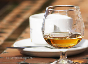 A snifter glass with a digestif