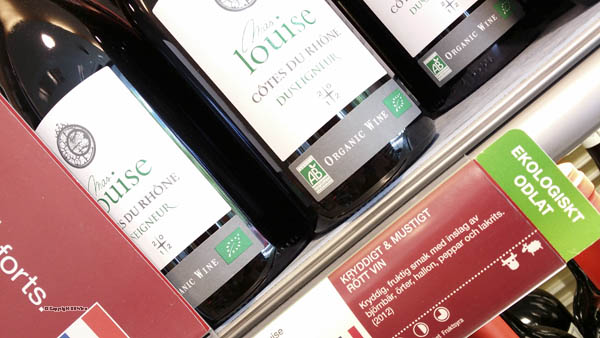 Organic wine in a Systembolaget shop