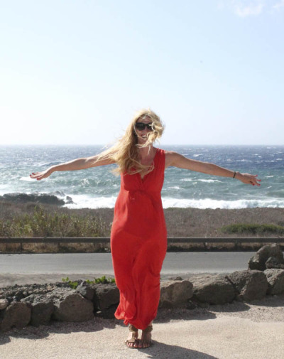 The author, enjoying the wind on Pantelleria