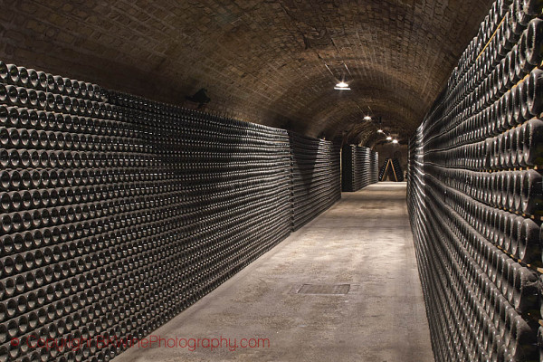 A Champagne cellar full of bottles