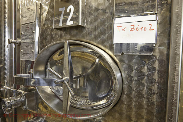 A tank with wine to become brut zero champagne