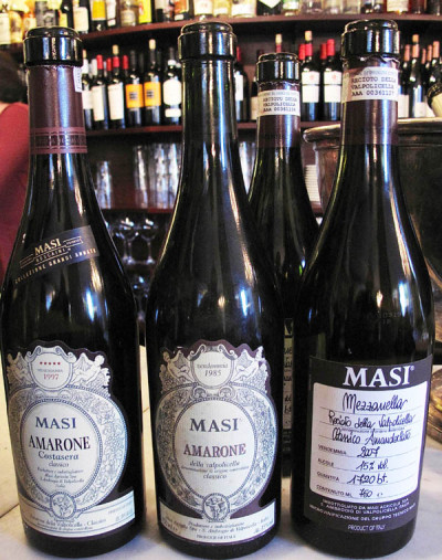 Masi Costasera amarone and Mezzanella Amandorlato Recioto