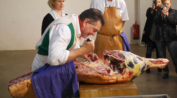 Dario Cecchini butchering a carcass