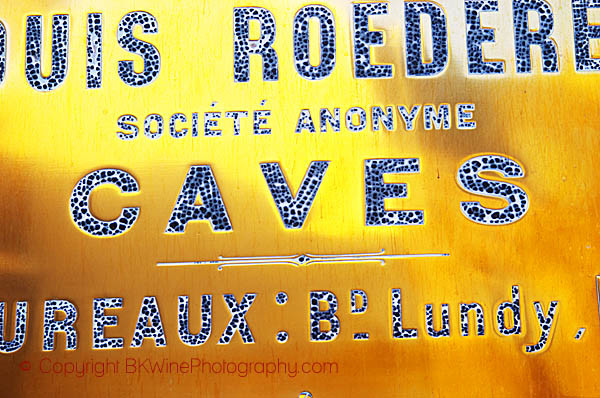 A brass sign at the winery of Louis Roederer