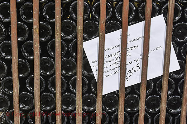 Bottles ageing in the cellar at Barone Ricasoli