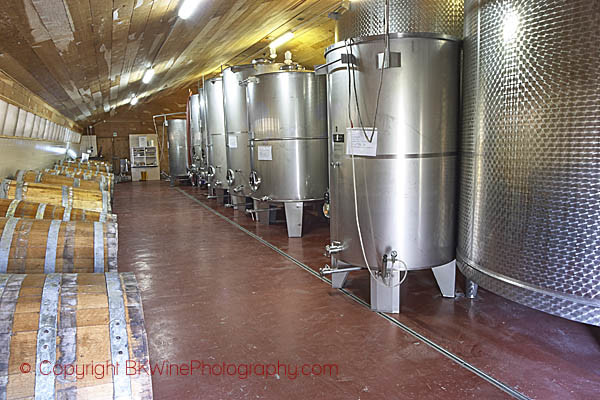 The wine cellar at Grattamacco in Bolgheri