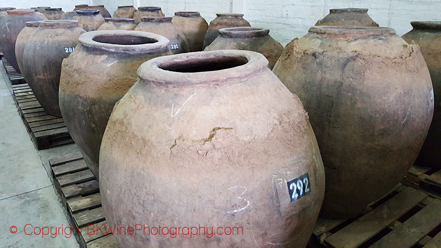 Earthenware wine tinajas-amphora at de Martino in Chile