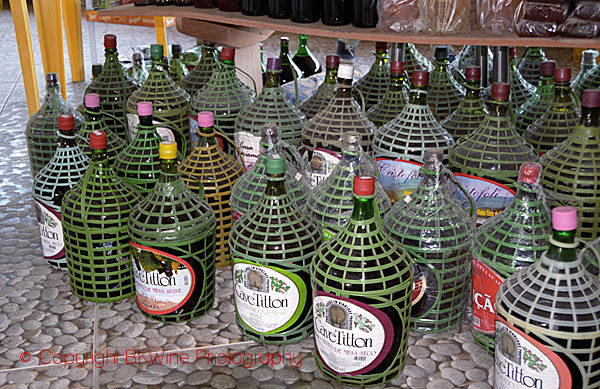 Carboys with basic every-day wine for local consumption in Brazil Vale dos Vinhos