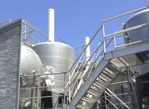 Tank with punching down piston at Schug Winery