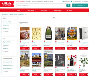 AdLibris ranking list for wine books