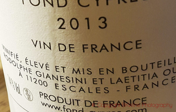 Vin de france 2013 on a label