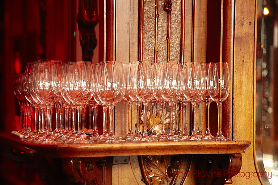 Wine glasses at Restaurant Alain Senderens at Place de la Madeleine