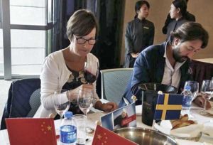 Britt Karlsson, BKWine, tasting wine in Ningxia in China