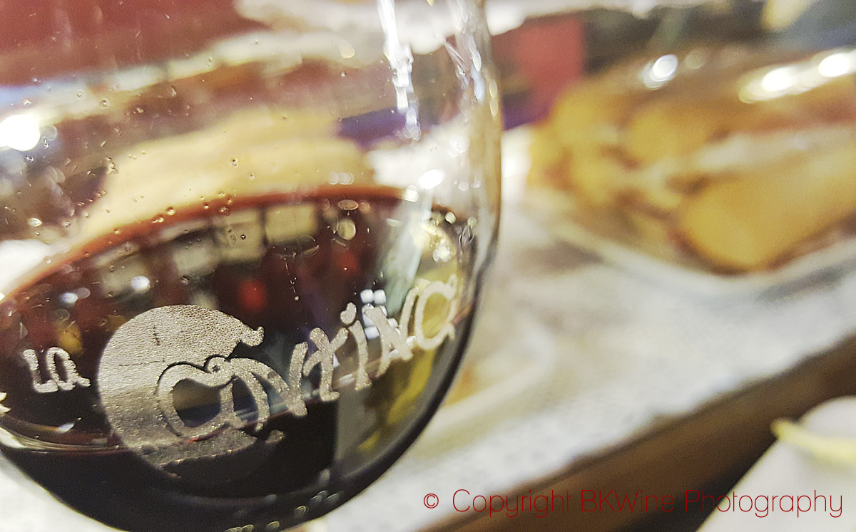 A glass of wine with tapas in Rioja